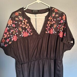 Black V-neck patchwork waste pocket dress size 12 or large